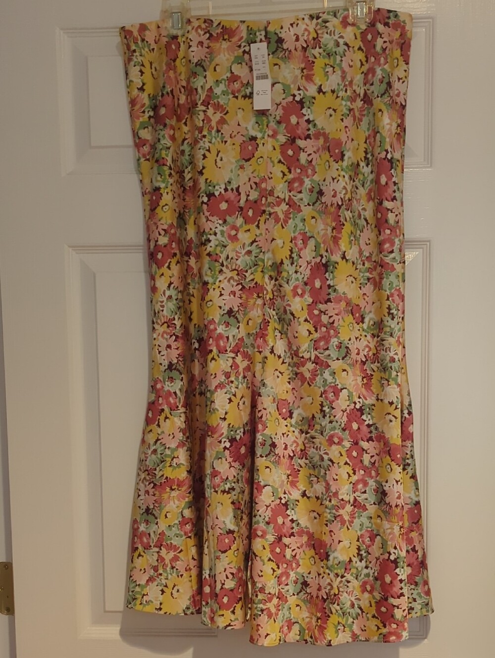 J. Crew Floral Midi Skirt in Yellow, Pink, Green